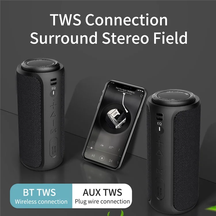 Lemonda Smart S12 Altavoz Bluetooth Portable 30W DSP Altavoz Inalámbrico IPX7 Subwoofer Impermeable Soporte BT5.0 Aux Cable TF Tarjeta