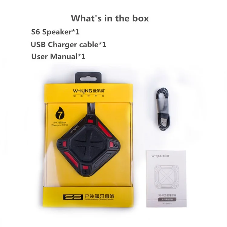 W-KING S6 Portable Bluetooth Speaker TF Card FM Radio Outdoor Waterproof Wireless Music Subwoofer