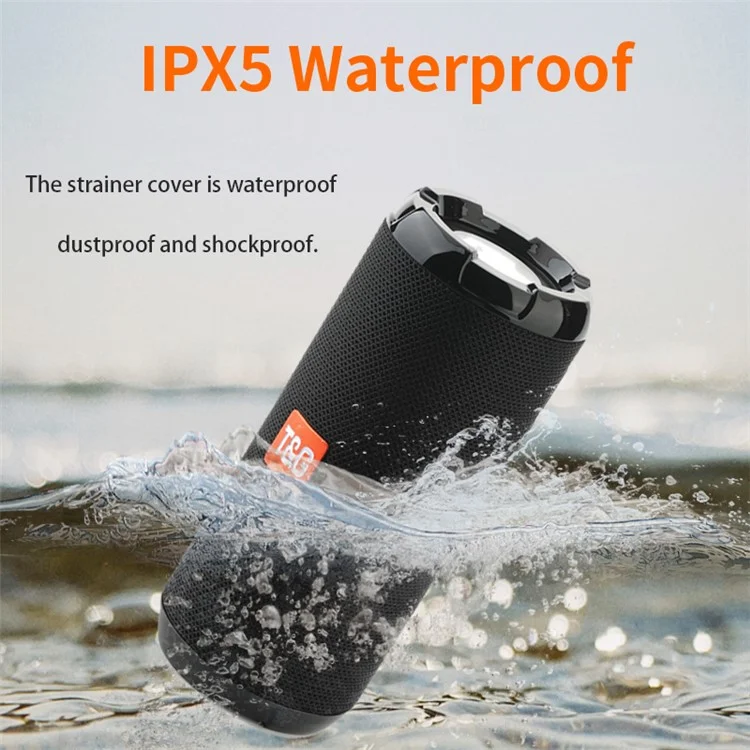 T&G TG621 Portable TWS Bluetooth-compatible Speaker TF Card FM Outdoor Waterproof Wireless Subwoofer (CE Certificated) - Grey