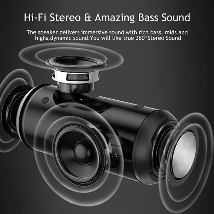 T&G TG621 Portable TWS Bluetooth-compatible Speaker TF Card FM Outdoor Waterproof Wireless Subwoofer (CE Certificated) - Grey
