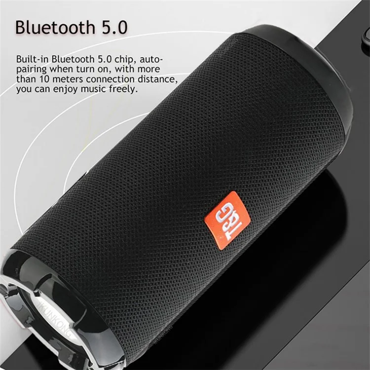 T&G TG621 Portable TWS Bluetooth-compatible Speaker TF Card FM Outdoor Waterproof Wireless Subwoofer (CE Certificated) - Grey