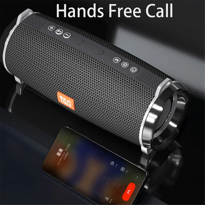 T&G TG192 Portable Outdoor Bluetooth-compatible Speaker TF Card U-Disk FM Wireless Subwoofer with Colorful Flashing LED Light - Camouflage