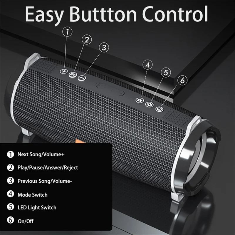 T&G TG192 Portable Outdoor Bluetooth-compatible Speaker TF Card U-Disk FM Wireless Subwoofer with Colorful Flashing LED Light - Camouflage