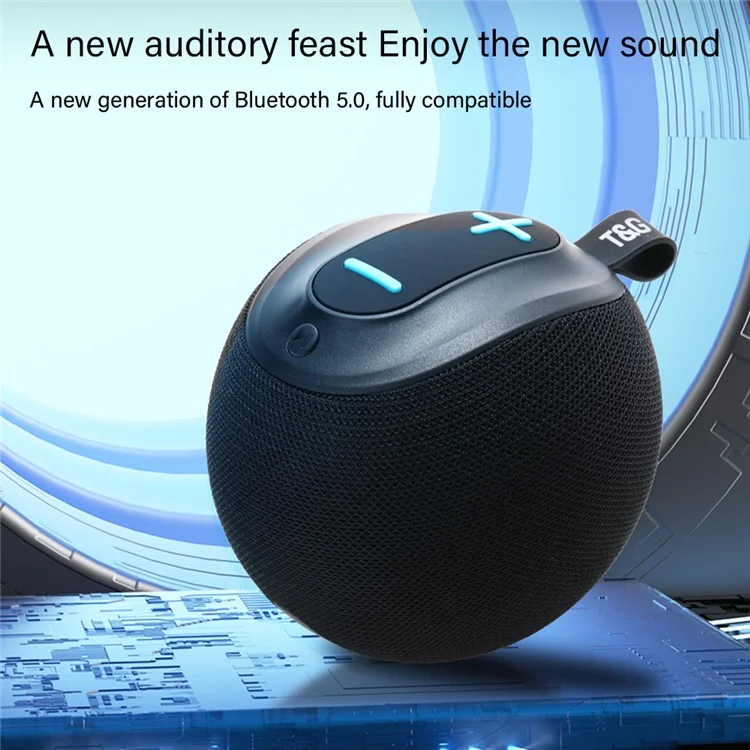 T&G TG623 Altoparlante wireless portatile per esterni, impermeabile, Bluetooth, FM, TF, TWS, stereo, subwoofer musicale (certificato CE) - Nero