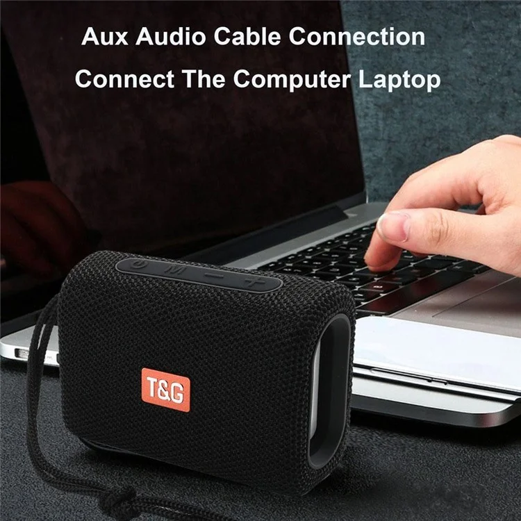 T&G TG313 Altavoz Portátil Bluetooth Inalámbrico Subwoofer de Graves Resistente al Agua Altavoz Estéreo Boombox para Exterior (Certificado CE) - Negro
