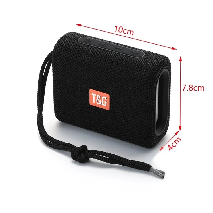 T&G TG313 Altavoz Portátil Bluetooth Inalámbrico Subwoofer de Graves Resistente al Agua Altavoz Estéreo Boombox para Exterior (Certificado CE) - Negro
