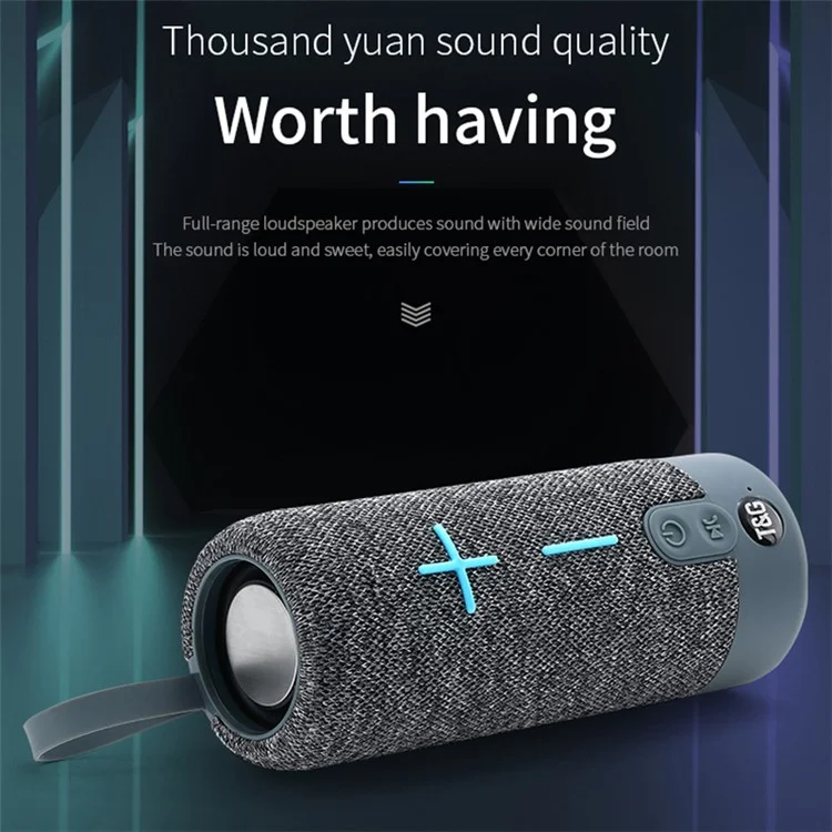 t & g TG619 Портативный Динамик Ткани Bluetooth TWS Беспроводной Бас -сабвуфер Водонепроницаемый Наружный Громкоговоритель Boombox (сертификат Ce) - Серый