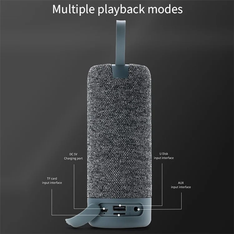t & g TG619 Портативный Динамик Ткани Bluetooth TWS Беспроводной Бас -сабвуфер Водонепроницаемый Наружный Громкоговоритель Boombox (сертификат Ce) - Серый