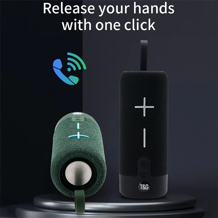 t & g TG619 Портативный Динамик Ткани Bluetooth TWS Беспроводной Бас -сабвуфер Водонепроницаемый Наружный Громкоговоритель Boombox (сертификат Ce) - Серый