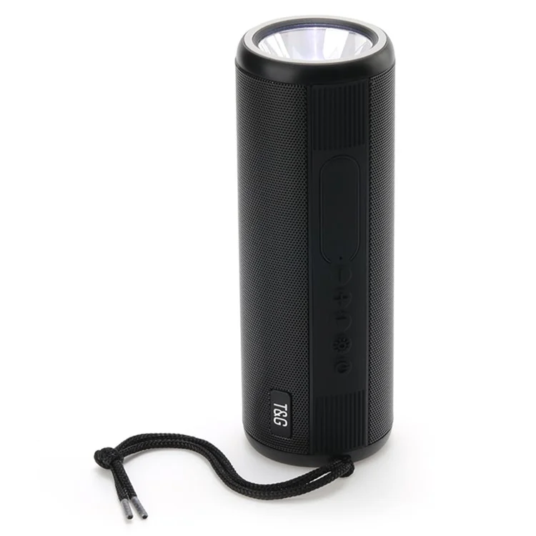 t & g TG635 Bluetooth Music Subwoofer Wasserdicht Tragbarer Drahtloser Outdoor -lautsprecher Mit LED -taschenlampe Support TF Card FM Radio Aux Input (CE) - Schwarz