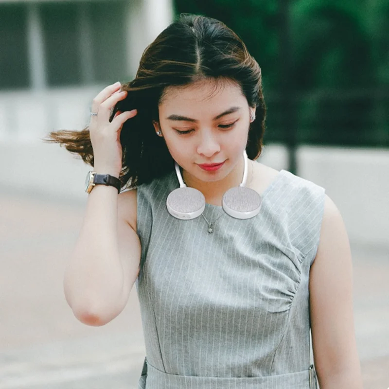 EBS-906 Portable Bluetooth-compatible Neck Hanging Speaker Stereo Hands-free Calling Music Soundbox - Grey