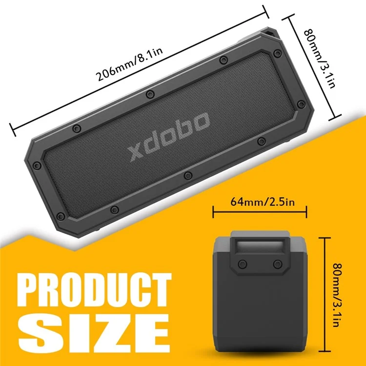XDOBO X3 Pro Bluetooth-compatible Speaker Outdoor IPX7 Waterproof Portable 40W High Power Wireless Speaker Support TF Card