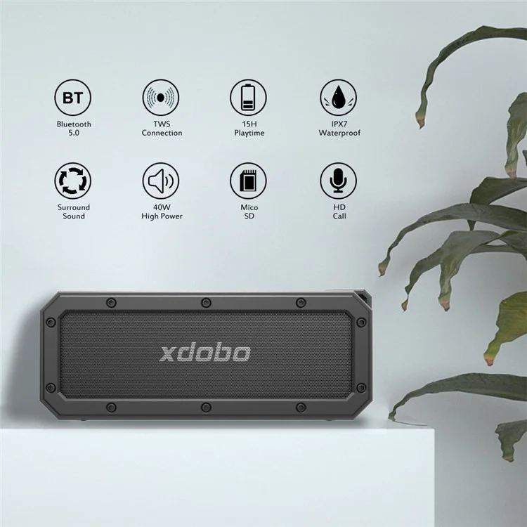 XDOBO X3 Pro Bluetooth-compatible Speaker Outdoor IPX7 Waterproof Portable 40W High Power Wireless Speaker Support TF Card