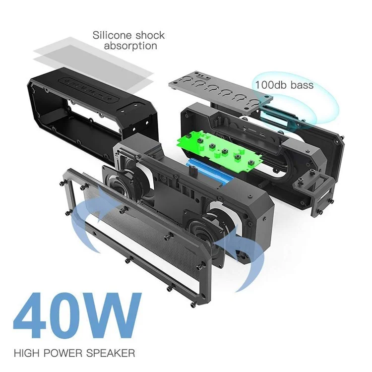 XDOBO X3 Pro Bluetooth-compatible Speaker Outdoor IPX7 Waterproof Portable 40W High Power Wireless Speaker Support TF Card