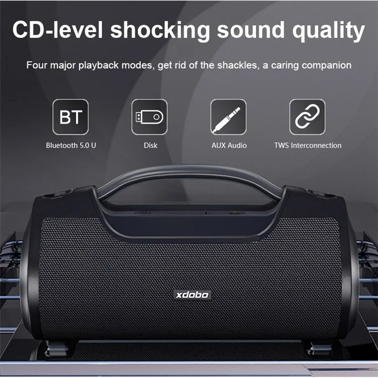 XDOBO Storm 1988 IPX6 IPX6 Portable Bluetooth 5.0 Altavoz 7200mAh Power Bank 60W Gran Subwoofer de Energía Para Viajes al Aire Libre Fiesta en Casa