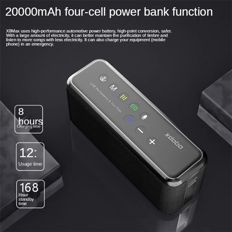 XDOBO X8 Max 100W Super Bass IPX5 Subwoofer à Prova D'água TWS Bluetooth 5.0 20000mAh Estreador Estéreo Para Festas em Casa ao ar Livre
