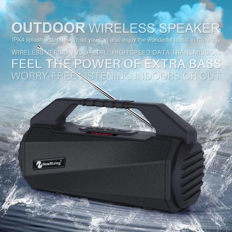 NEWRIXING NR4025 Wireless Bluetooth-compatible Speaker Portable TWS Speaker 10W Stereo Sound Amp Support TF Card/FM - Green