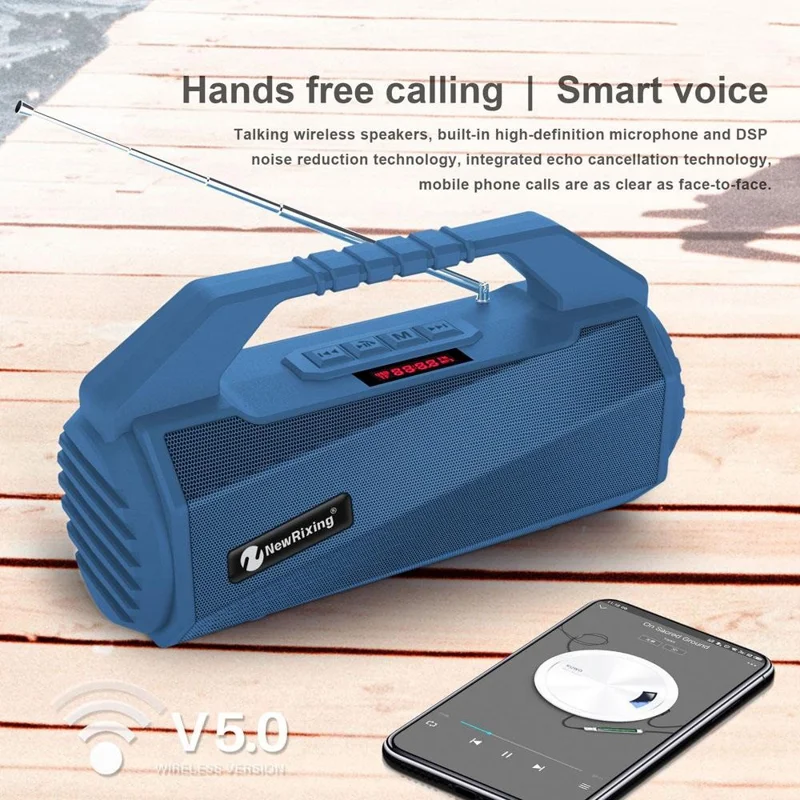 NEWRIXING NR4025 Wireless Bluetooth-compatible Speaker Portable TWS Speaker 10W Stereo Sound Amp Support TF Card/FM - Green