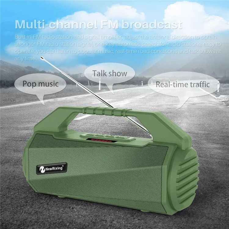NEWRIXING NR4025 Wireless Bluetooth-compatible Speaker Portable TWS Speaker 10W Stereo Sound Amp Support TF Card/FM - Grey