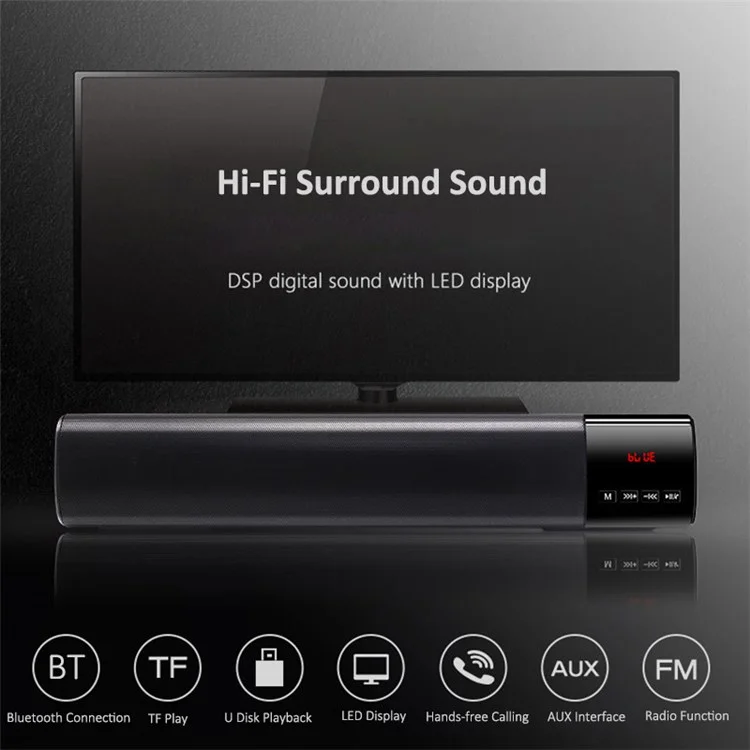 B28S Portable Speaker Bar LED Screen TWS Bluetooth-compatible Bass Sound Subwoofer - Red