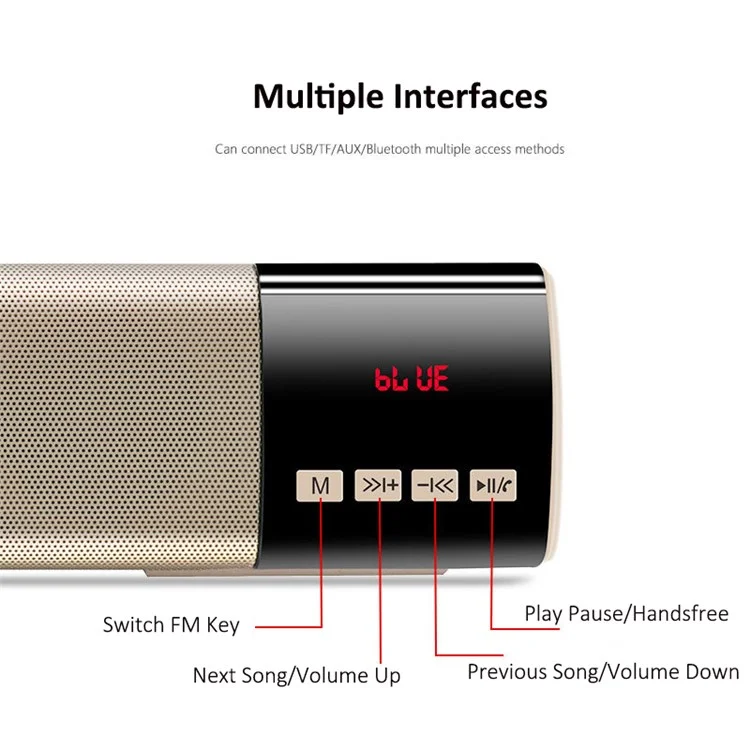 B28S Portable Speaker Bar LED Screen TWS Bluetooth-compatible Bass Sound Subwoofer - Red