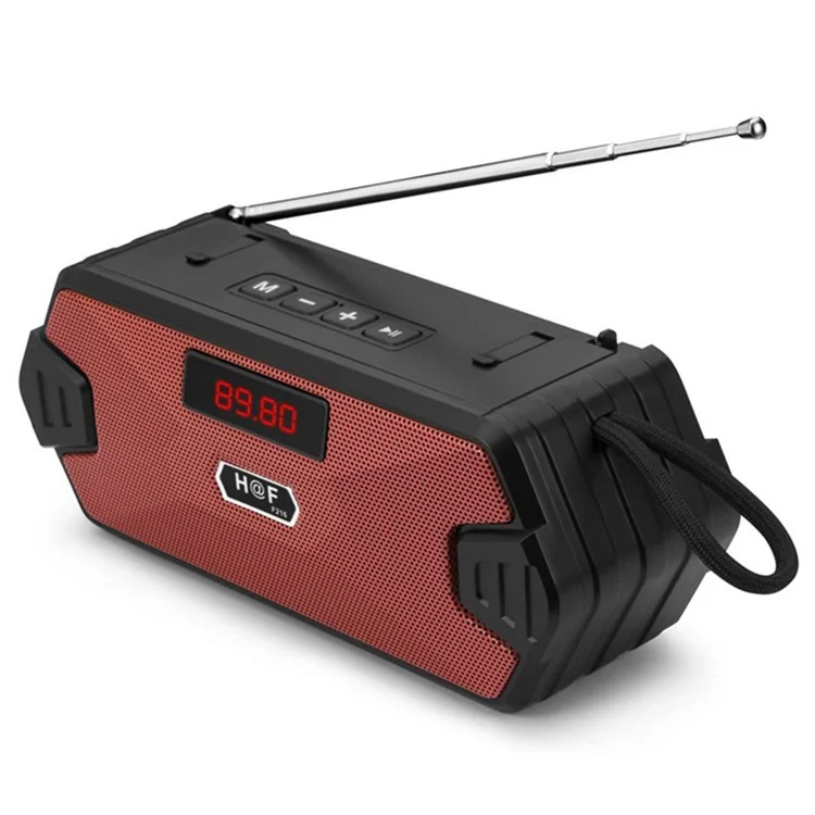 H/F-F216 Беспроводной Динамик Bluetooth Outdoor TF Card/U Disk Mini Subwoofer Portable Audio Voice Support FM Radio С Внешней Убирающейся Антенной/держателем Телефона - Красный