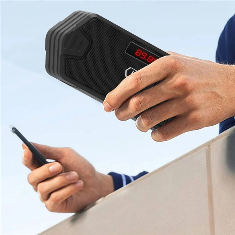 H/F-F216 Беспроводной Динамик Bluetooth Outdoor TF Card/U Disk Mini Subwoofer Portable Audio Voice Support FM Radio С Внешней Убирающейся Антенной/держателем Телефона - Красный