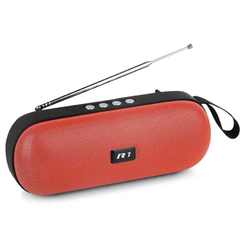 R1 FM Radio Bærbar Højttaler TWS Bluetooth-kompatibel Baslyd Subwoofer - Rød