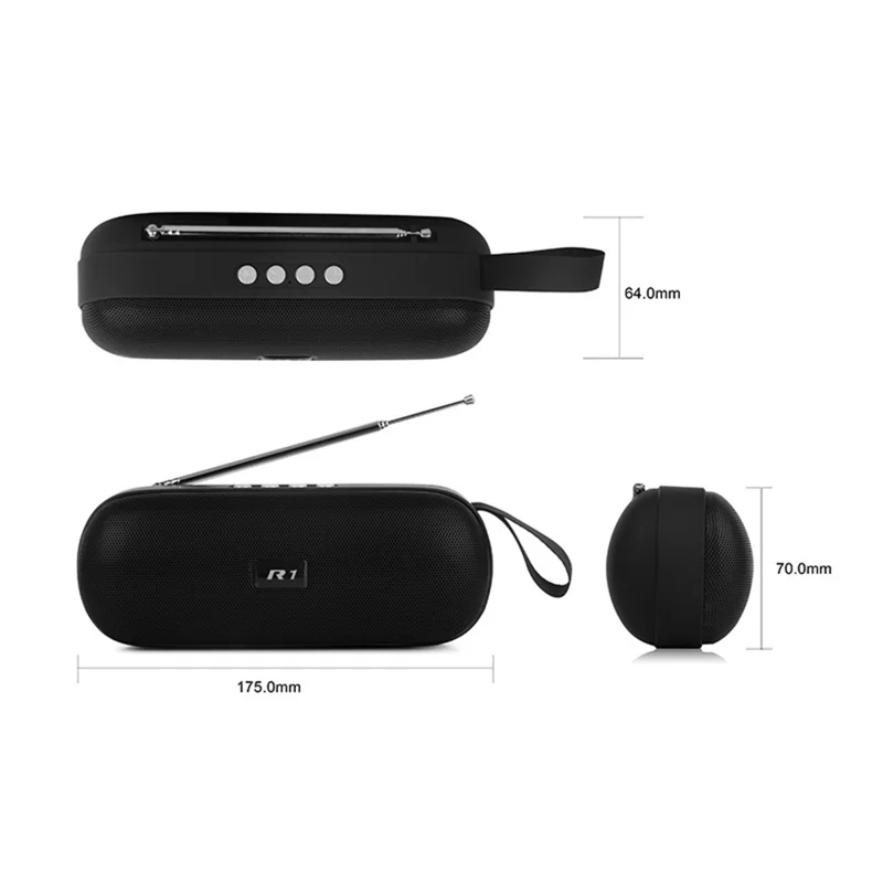 R1 FM Radio Bærbar Højttaler TWS Bluetooth-kompatibel Baslyd Subwoofer - Rød