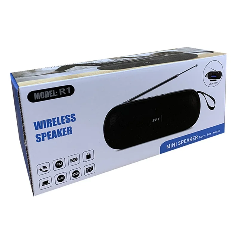 R1 FM Radio Bærbar Højttaler TWS Bluetooth-kompatibel Baslyd Subwoofer - Rød