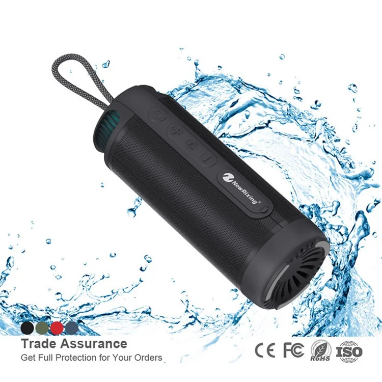 NEWRIXING NR9015 IPX6 Waterproof Wireless Speaker 14W Portable TWS Stereo Bluetooth-compatible Speaker Support TF Card / FM (CE Certificated) - Black