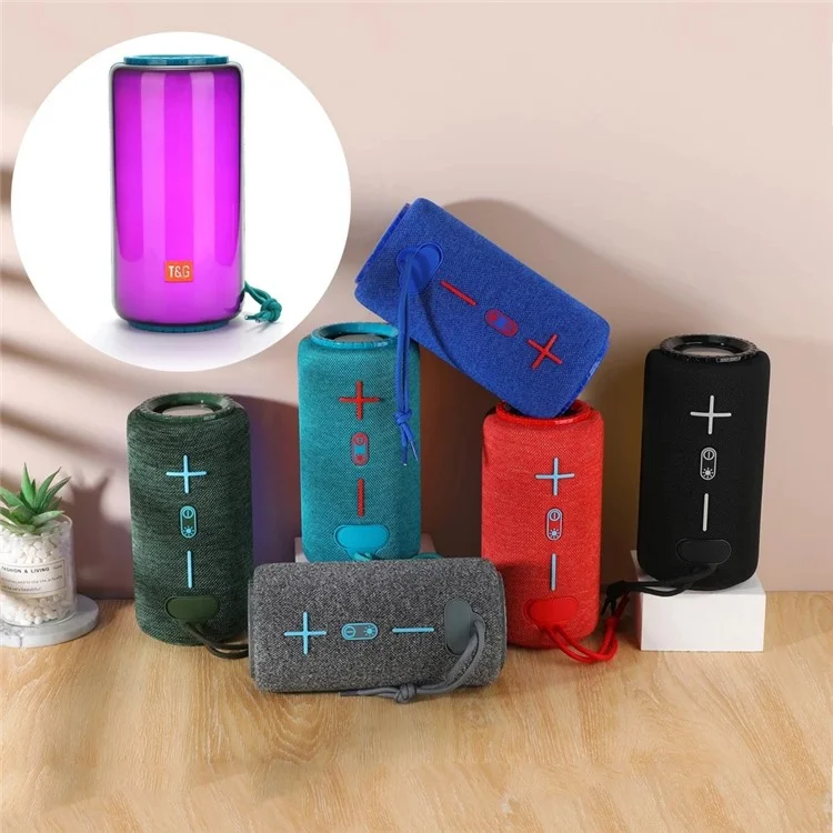 T&G TG639 10W TWS Wireless Bluetooth-compatible Speaker with LED Light Portable Outdoor Music Player Stereo Portable Speaker (CE) - Army Green