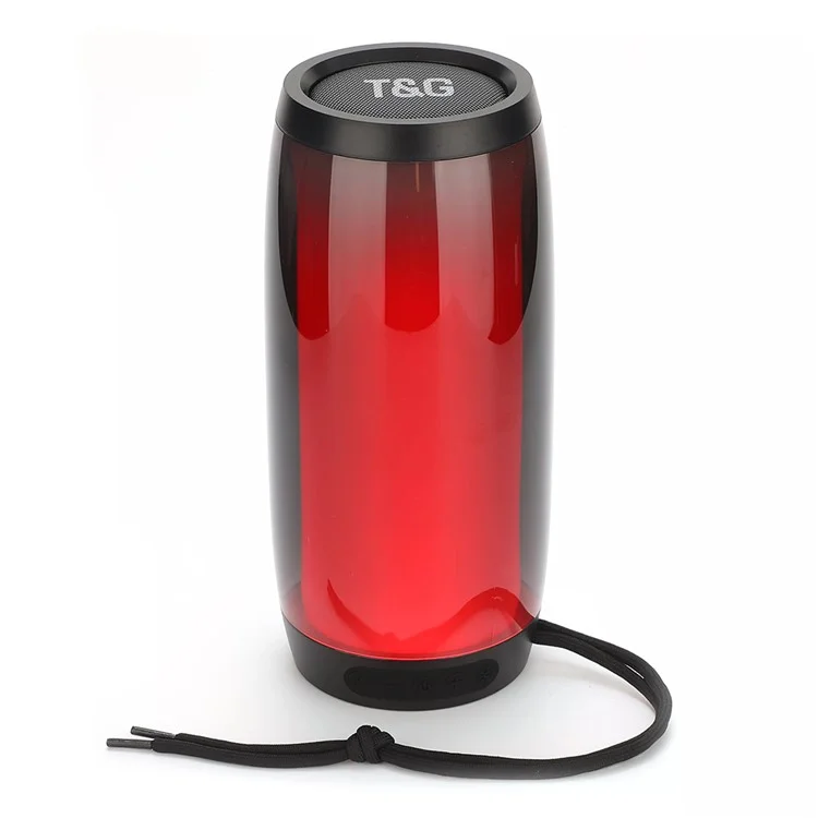 t & g TG335 Wireless Bluetooth -lautsprecher Outdoor Tragbarer Tieftöner Sound Amp Mit Farb -led Für PC -telefon Support FM / TF -karte (CE) - Schwarz