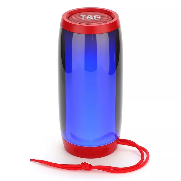 T&G TG335 Wireless Bluetooth-compatible Speaker Outdoor Portable Woofer Sound Amp with Color LED for PC Phone Support FM / TF Card (CE) - Red