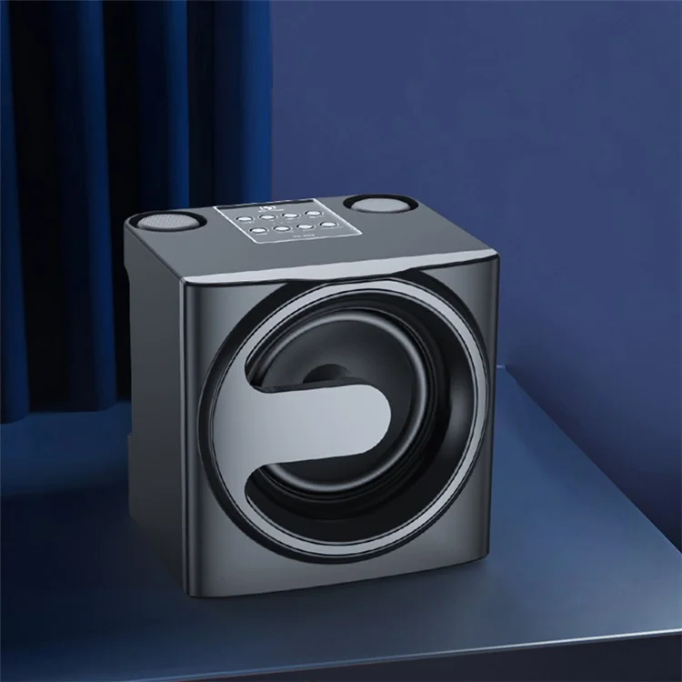 YS-207 Portable Bluetooth-compatible Speaker with 2 Microphones Wireless Rechargeable Sound Amp Device for Singing - Black