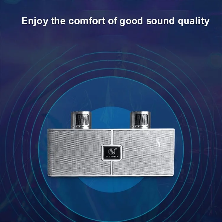YS204 Wireless Microphones Bluetooth-compatible Speaker System Home Party KTV Karaoke Singing Machine Kit - White