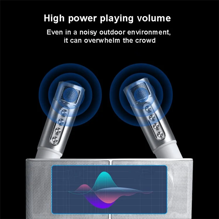 YS204 Wireless Microphones Bluetooth-compatible Speaker System Home Party KTV Karaoke Singing Machine Kit - White