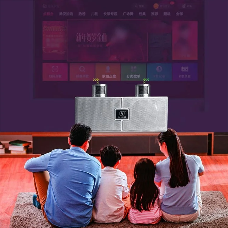 YS204 Wireless Microphones Bluetooth-compatible Speaker System Home Party KTV Karaoke Singing Machine Kit - Red