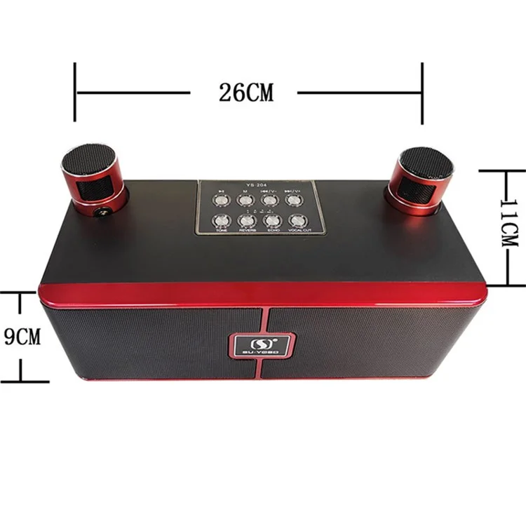 YS204 Wireless Microphones Bluetooth-compatible Speaker System Home Party KTV Karaoke Singing Machine Kit - Red