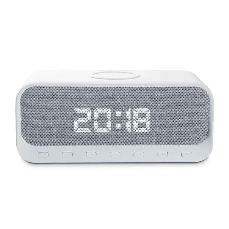 CYBORIS Bluetooth-compatible Speaker 15W Wireless Charger with LED Clock Alarm Function FM Radio Subwoofer