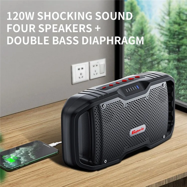 CYBORIS X10 120W Bluetooth-compatible 5.3 Speaker 2 Tweeter+2 Woofer Portable Subwoofer Waterproof Sound Box
