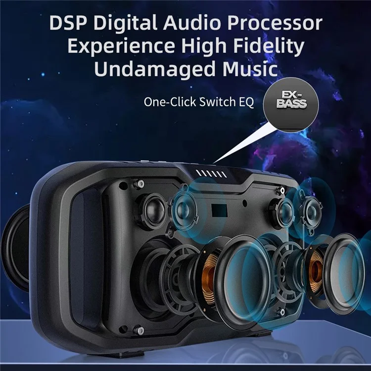 CYBORIS X10 120W Bluetooth-compatible 5.3 Speaker 2 Tweeter+2 Woofer Portable Subwoofer Waterproof Sound Box