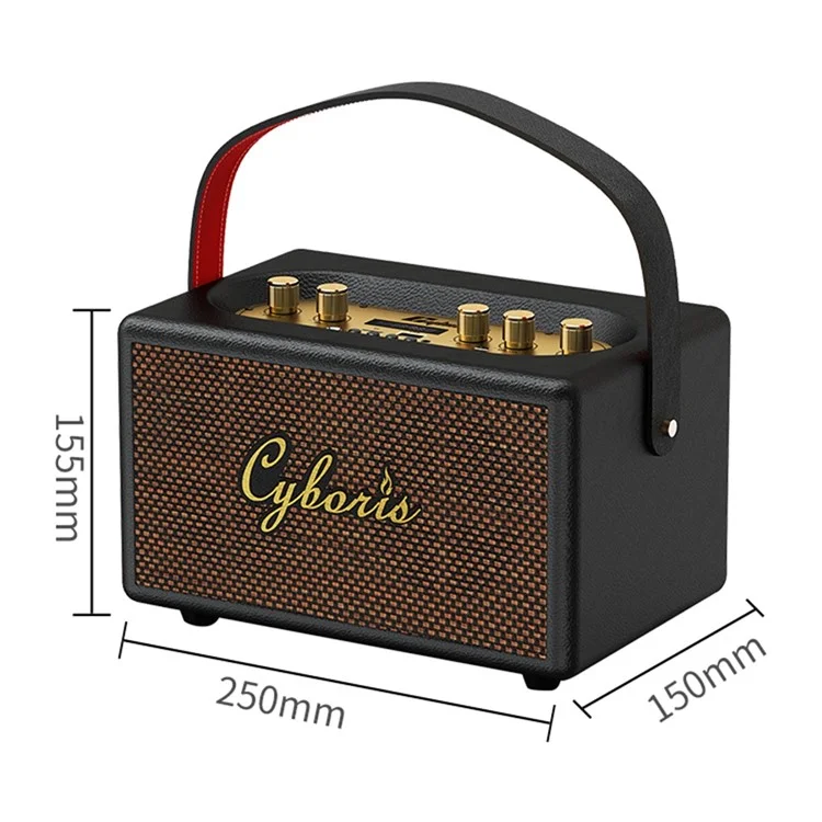 Cyboris T9 Retro TWS Bluetooth Lautsprecher Outdoor 80W Tragbarer Subwoofer Mit Mikrofon Und Fernbedienung