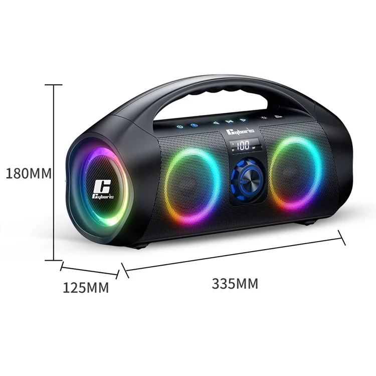 Caixa de Som Bluetooth CYBORIS F29 120W com Luz RGB IPX7 Resistente à Água para Uso Externo com Subwoofer