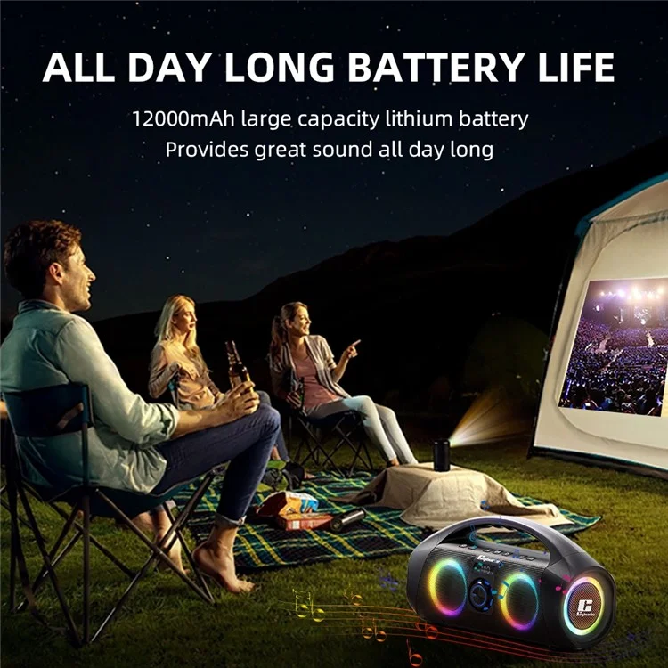 Caixa de Som Bluetooth CYBORIS F29 120W com Luz RGB IPX7 Resistente à Água para Uso Externo com Subwoofer