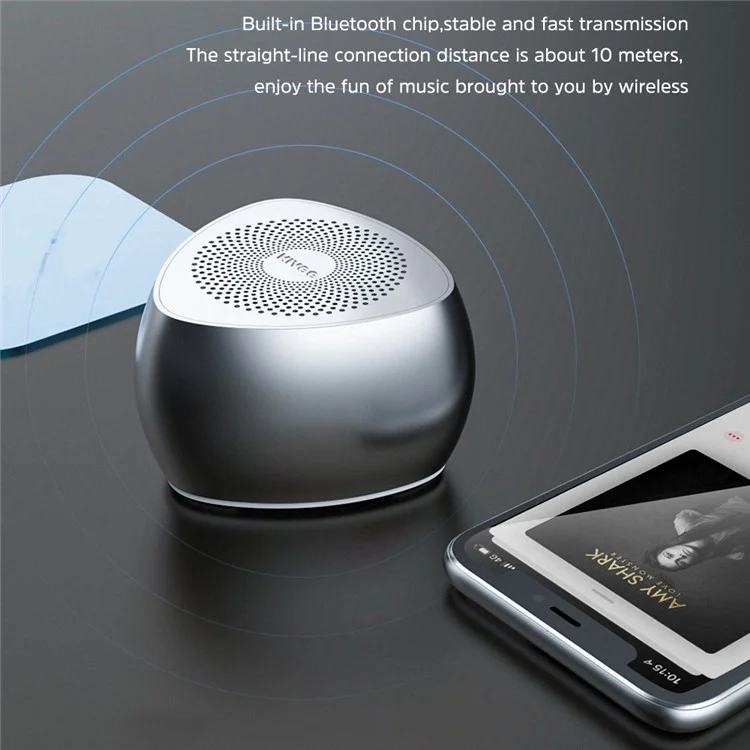 KIVEE KV-MW11 Mini Heart Shape Bluetooth 5.0 Speaker Portable Wireless Calling Music Metal Subwoofer - Black