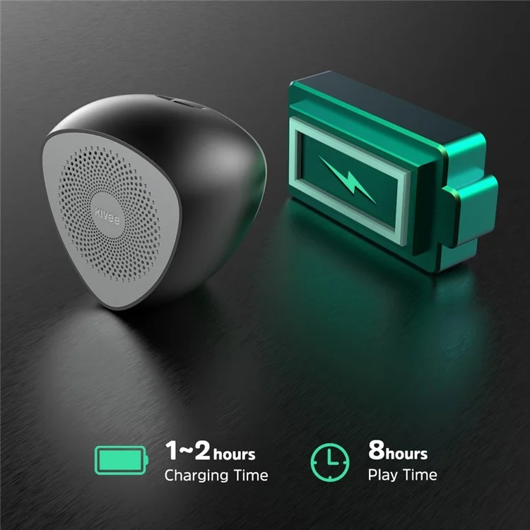 KIVEE KV-MW11 Mini Heart Shape Bluetooth 5.0 Speaker Portable Wireless Calling Music Metal Subwoofer - Black