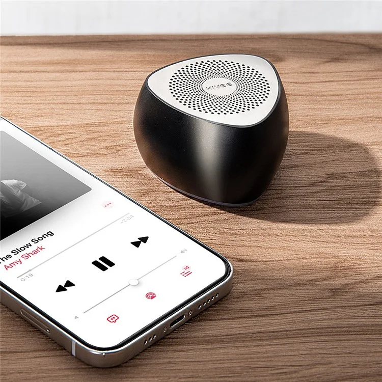 KIVEE KV-MW11 Mini Heart Shape Bluetooth 5.0 Speaker Portable Wireless Calling Music Metal Subwoofer - Black