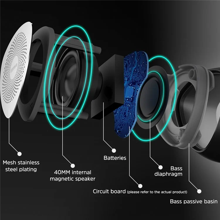 KIVEE KV-MW11 Mini Heart Shape Bluetooth 5.0 Speaker Portable Wireless Calling Music Metal Subwoofer - Black