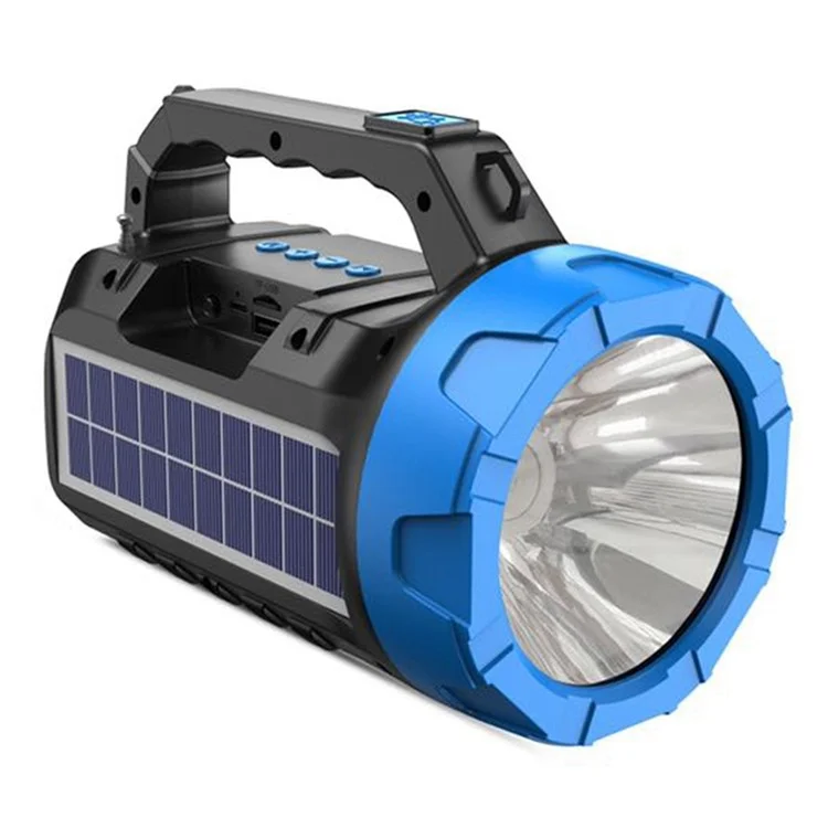BDL-235 Portable Outdoor Solar Rechargeable Bluetooth-compatible Speaker LED Flashlight FM Radio Wireless Music Subwoofer Support TF / U-disk / AUX - Blue